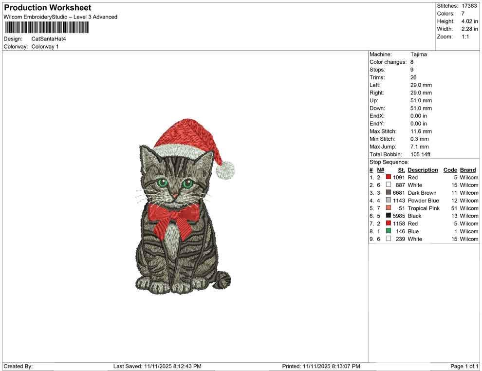 Cat Embroidery Designs: Christmas Embroidery Machine File Holiday Cats with Santa Hat and Scarf Embroidery Design (Digital Download)