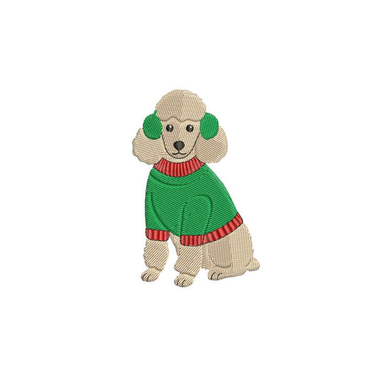 Poodle Embroidery Designs: Winter Embroidery Machine File Sweater Dog Poodle Embroidery Design (Digital Download)
