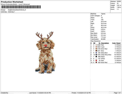 Christmas Embroidery Designs: Goldendoodle Embroidery Machine File Reindeer Dog Embroidery Designs Antlers Goldendoodle Dog Embroidery Files