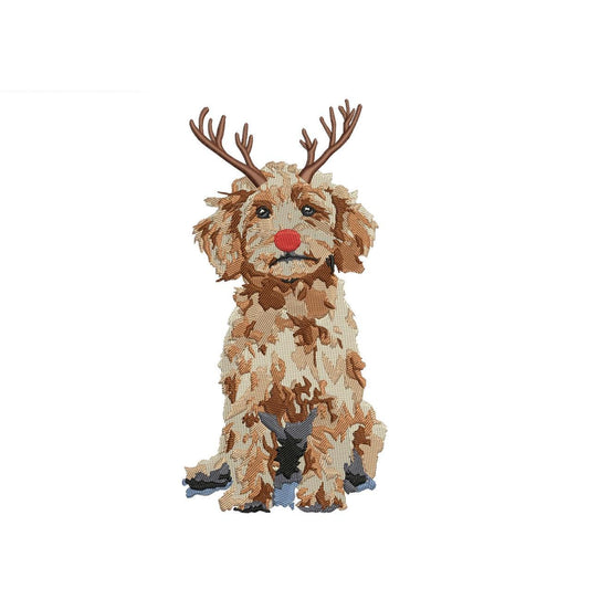 Christmas Embroidery Designs: Goldendoodle Embroidery Machine File Reindeer Dog Embroidery Designs Antlers Goldendoodle Dog Embroidery Files