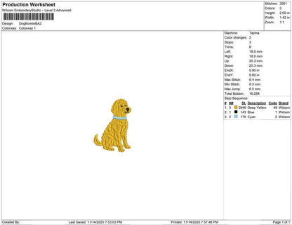 Goldendoodle Embroidery Design: Dog with Collar Machine Embroidery File Dog Embroidery File (DST, PES, JEF, More) Digital Download