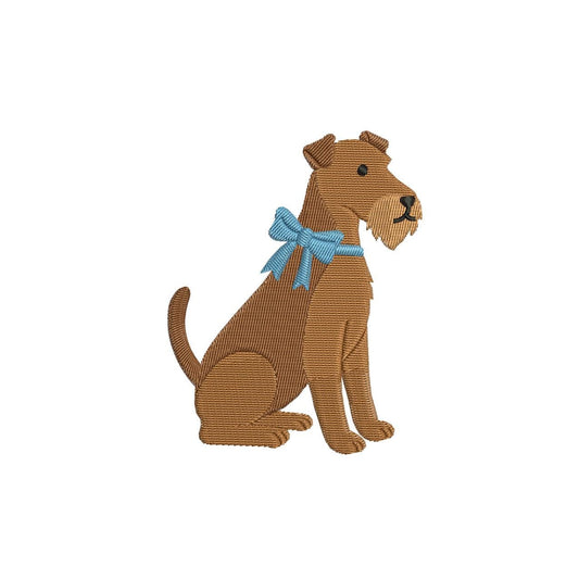 Irish Terrier Embroidery Designs: Dog with Bow Embroidery Machine File Welsh Terrier Design (DST, PES, JEF, More) Digital Download