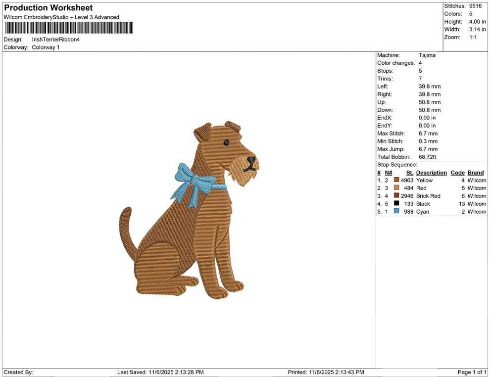 Irish Terrier Embroidery Designs: Dog with Bow Embroidery Machine File Welsh Terrier Design (DST, PES, JEF, More) Digital Download