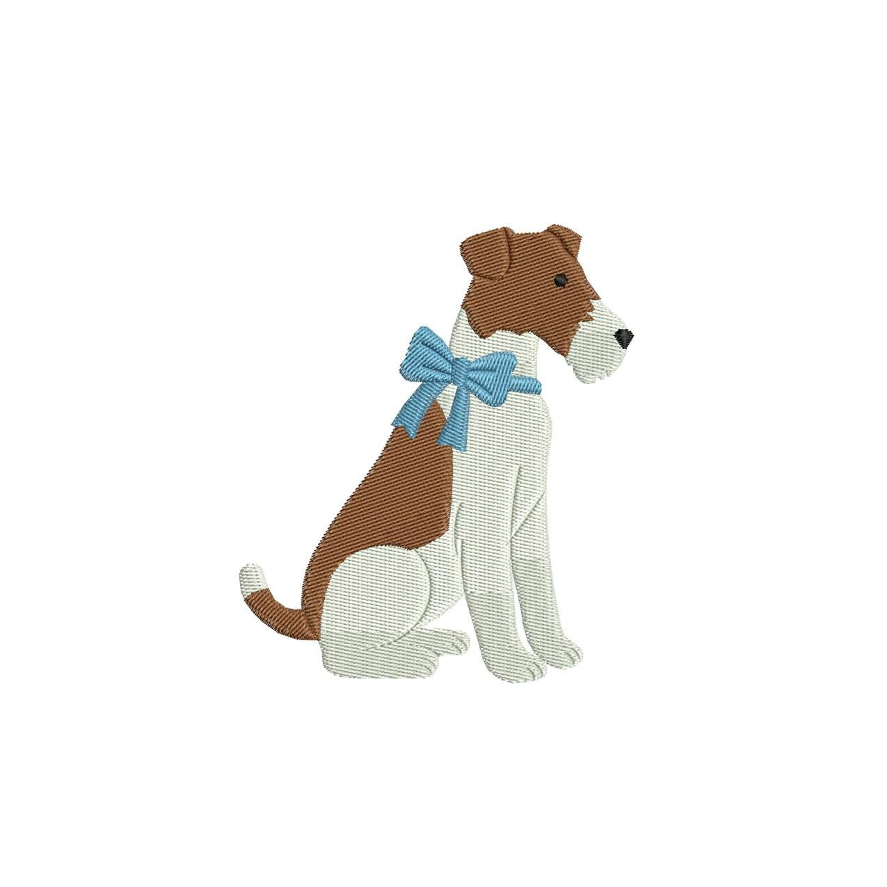 Fox Terrier Embroidery Designs: Dog with Bow Embroidery Machine File Fox Terrier Design (DST, PES, JEF, More) Digital Download