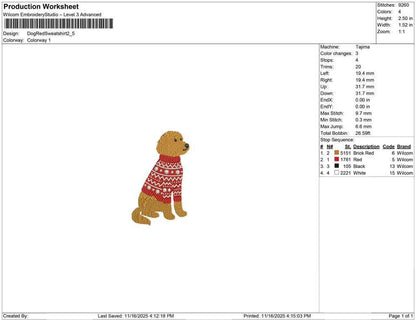 Goldendoodle Embroidery Designs: Winter Embroidery Design Holiday Sweater on Dog Machine Embroidery File (Digital Download)