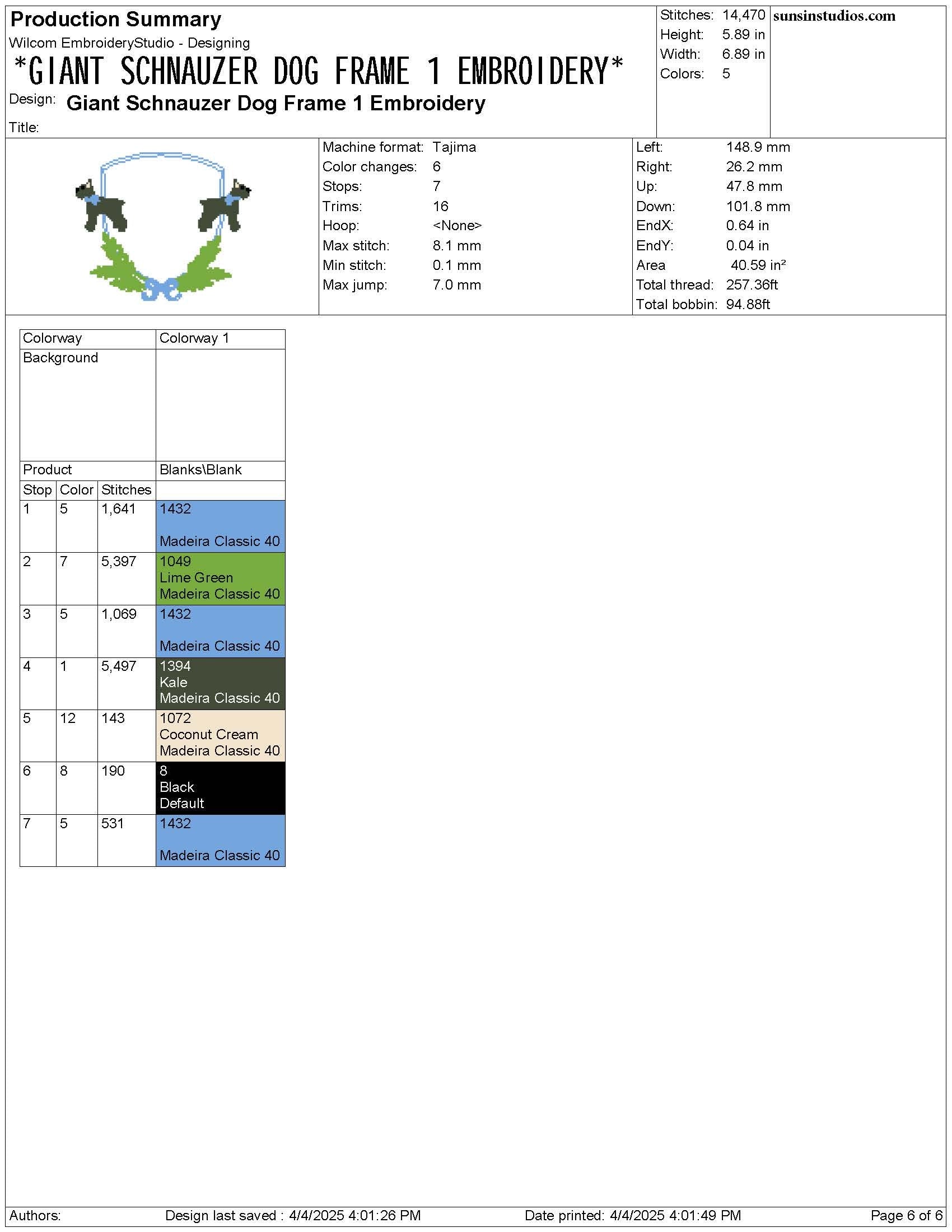 Schnauzer Laurel Embroidery Designs: Riesenschnauzer Dog Embroidery Frame (Digital Download)