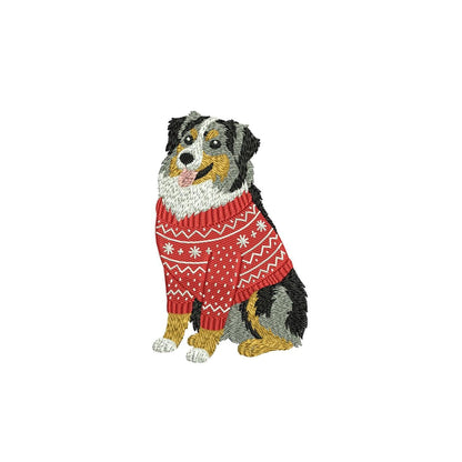 Australian Shepherd Embroidery Designs: Winter Embroidery Machine File Holiday Dog Embroidery Files (Digital Download)