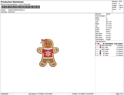 Christmas Embroidery Designs: Gingerbread Man Embroidery Machine File Christmas Cookie Embroidery Design (Digital Download)