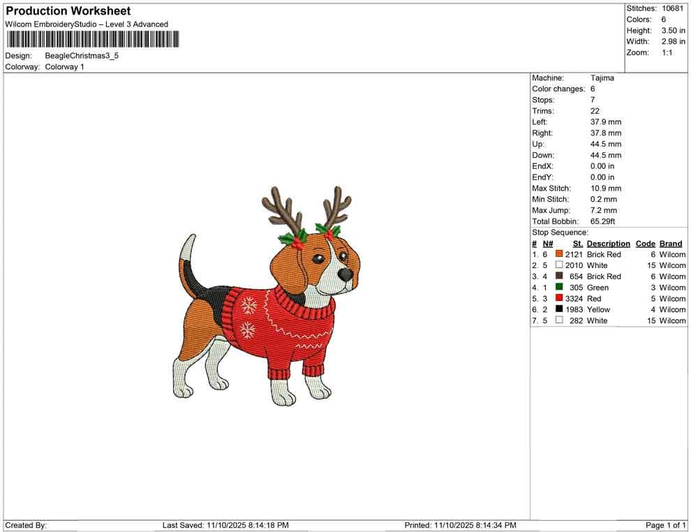 Beagle Embroidery Designs: Christmas Embroidery Machine File Holiday Dog Embroidery Files (Digital Download)