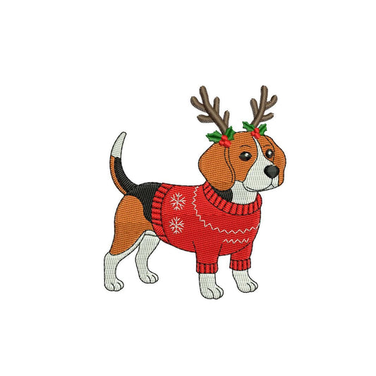 Beagle Embroidery Designs: Christmas Embroidery Machine File Holiday Dog Embroidery Files (Digital Download)