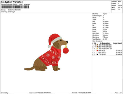 Dachshund Embroidery Designs: Christmas Embroidery Design Santa Hat, Scarf on Dog Machine Embroidery File (Digital Download)