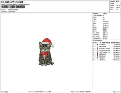 Cat Embroidery Designs: Christmas Embroidery Machine File Holiday Cats with Santa Hat and Scarf Embroidery Design (Digital Download)