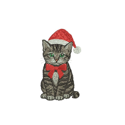 Cat Embroidery Designs: Christmas Embroidery Machine File Holiday Cats with Santa Hat and Scarf Embroidery Design (Digital Download)