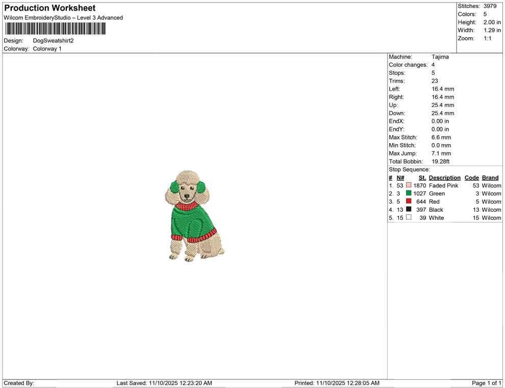 Poodle Embroidery Designs: Winter Embroidery Machine File Sweater Dog Poodle Embroidery Design (Digital Download)