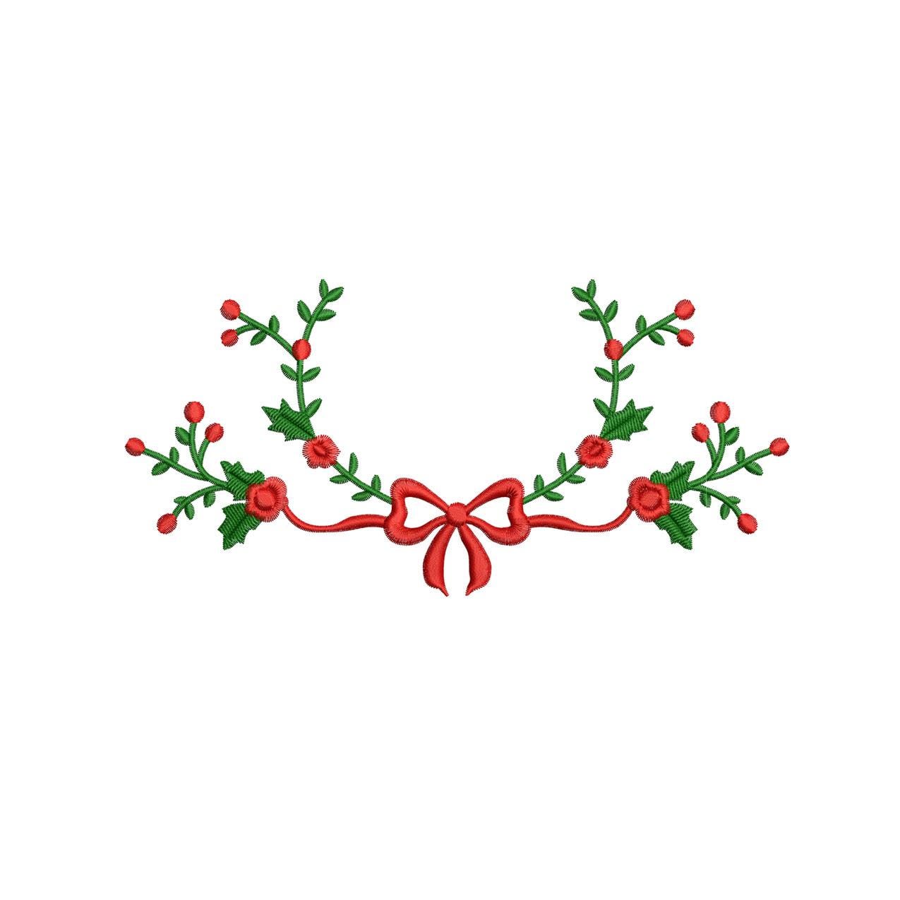 Christmas Mistletoe Embroidery Designs: Ribbon, Floral Embroidery Frame (Digital Download) (DST PES EXP File and more)