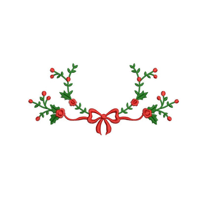 Christmas Mistletoe Embroidery Designs: Ribbon, Floral Embroidery Frame (Digital Download) (DST PES EXP File and more)