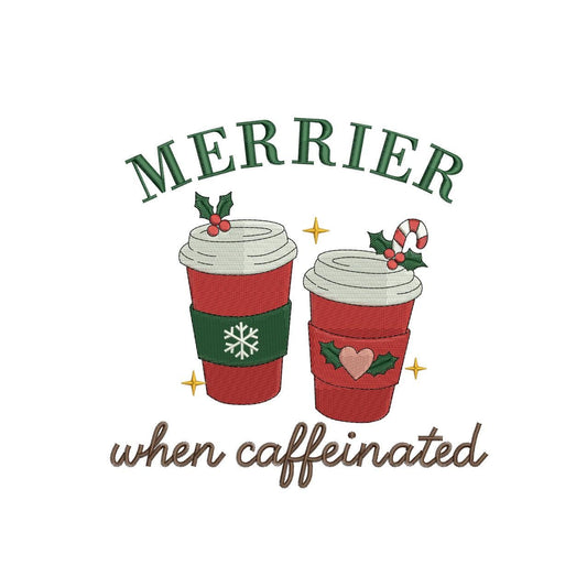 Coffee Christmas Embroidery Designs: Merrier When Caffeinated Machine Embroidery Files Festive Holiday Embroidery Design