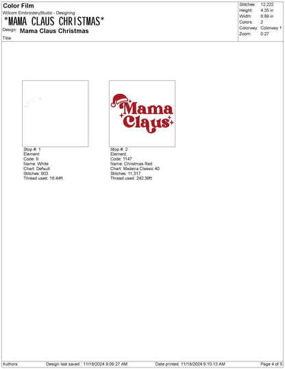 Christmas Embroidery Designs: Mama Claus Machine Embroidery Files Mother Daughter Embroidery Design