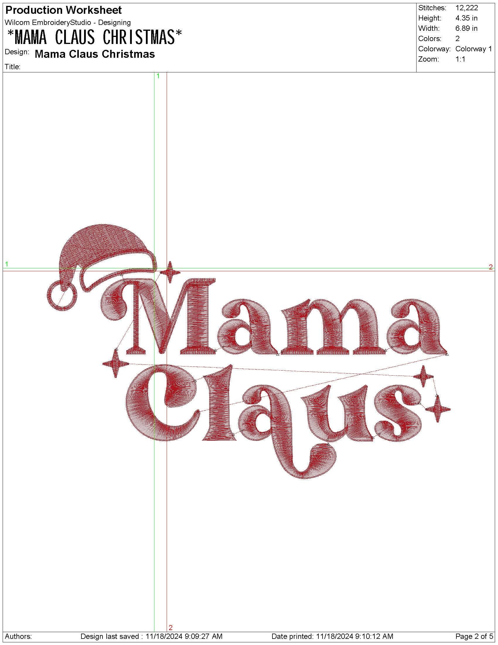 Christmas Embroidery Designs: Mama Claus Machine Embroidery Files Mother Daughter Embroidery Design
