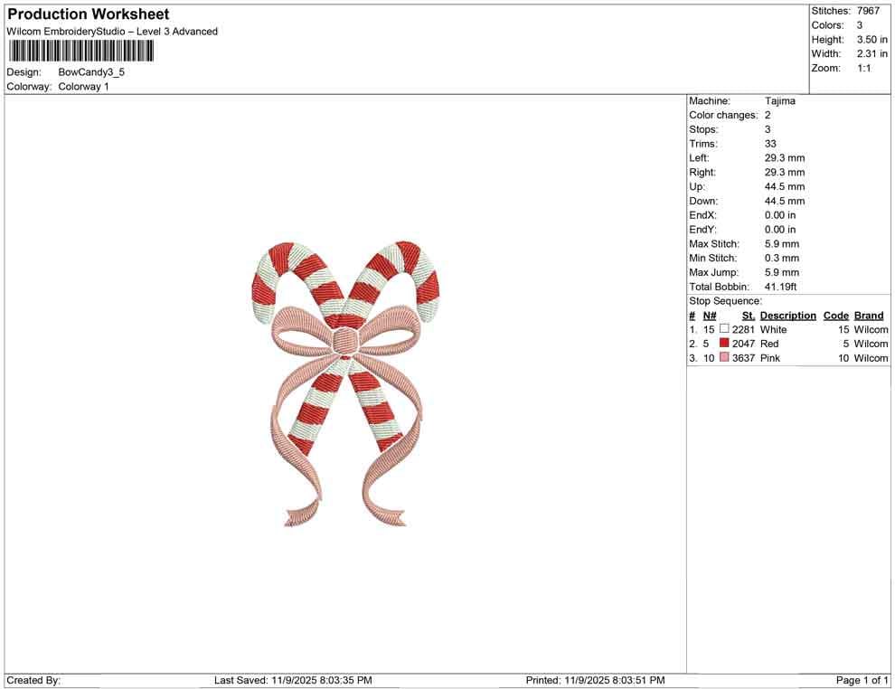 Christmas Embroidery Designs: Christmas Candy and Ribbon Machine Embroidery File Canfdy Cane Embroidery Design