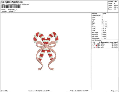 Christmas Embroidery Designs: Christmas Candy and Ribbon Machine Embroidery File Canfdy Cane Embroidery Design