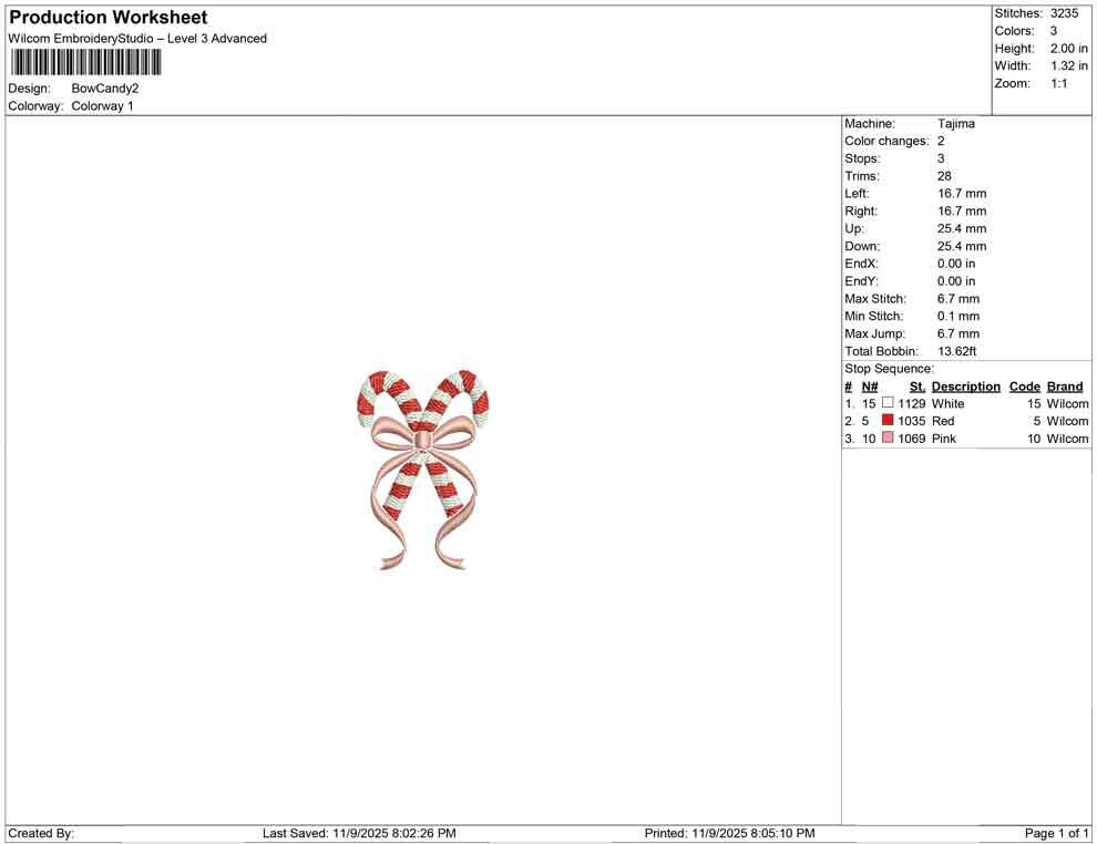 Christmas Embroidery Designs: Christmas Candy and Ribbon Machine Embroidery File Canfdy Cane Embroidery Design