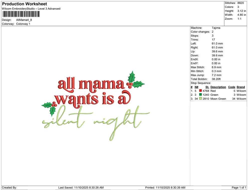 Christmas Embroidery Designs: Silent Night Christmas Embroidery Machine File Mama Embroidery Design
