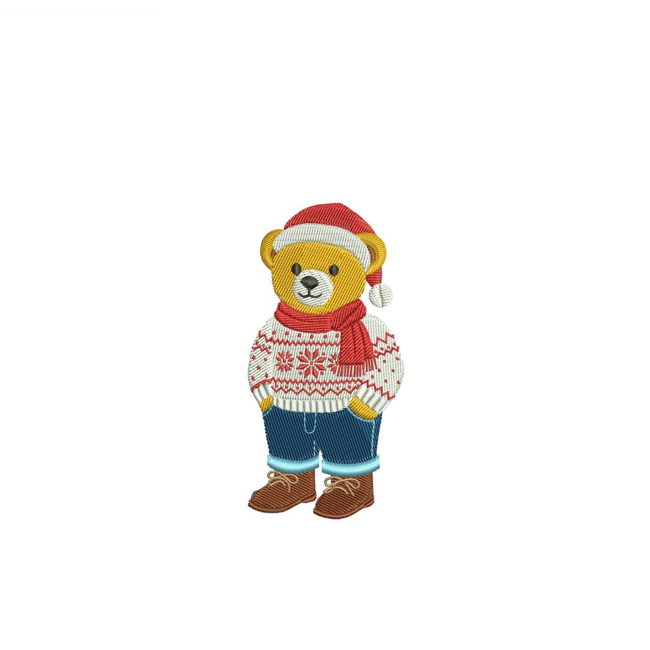 Teddy Bear Embroidery Designs: Cute Bear with Sweater Embroidery Machine File for Christmas Embroidery Design (Digital Download)