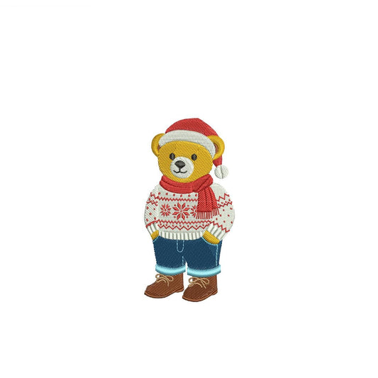 Teddy Bear Embroidery Designs: Cute Bear with Sweater Embroidery Machine File for Christmas Embroidery Design (Digital Download)