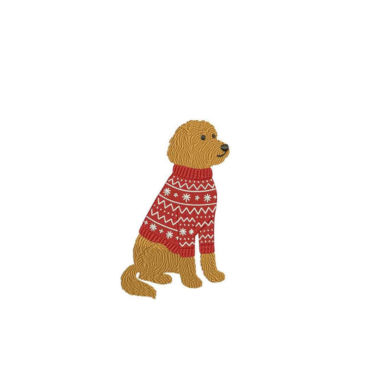 Goldendoodle Embroidery Designs: Winter Embroidery Design Holiday Sweater on Dog Machine Embroidery File (Digital Download)