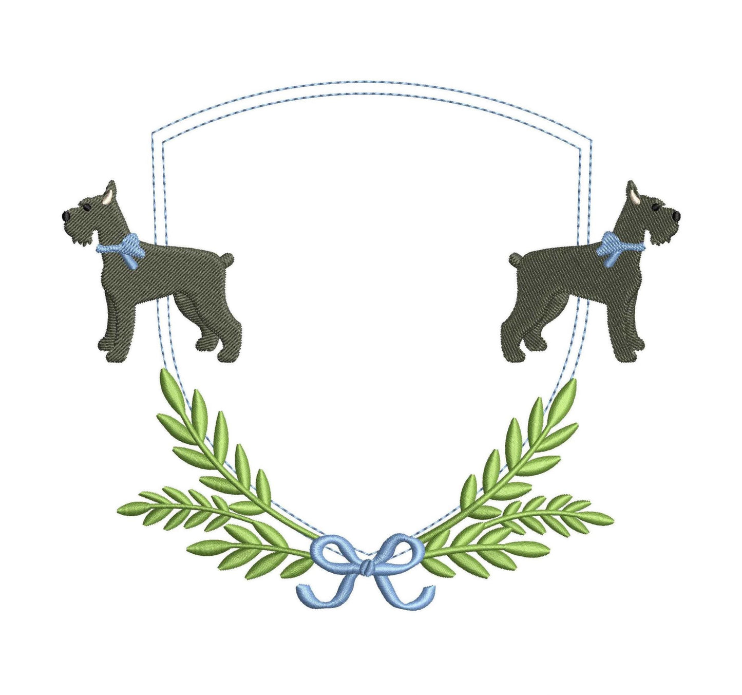 Schnauzer Laurel Embroidery Designs: Riesenschnauzer Dog Embroidery Frame (Digital Download)
