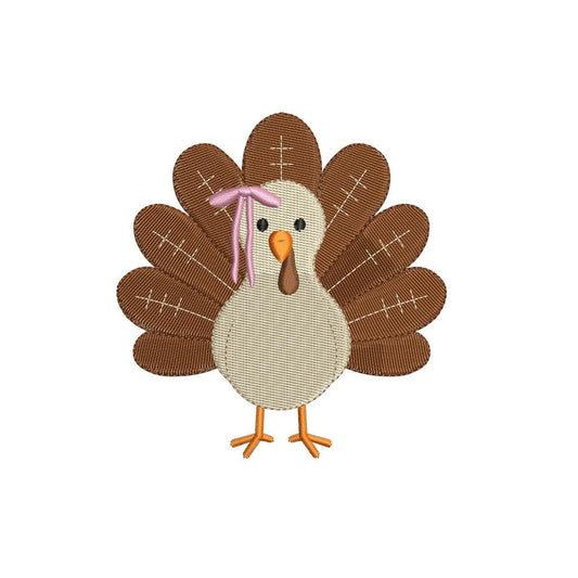 Thanksgiving Embroidery Designs: Football Season Embroidery Machine File Brown Turkey Embroidery Design (Digital Download)