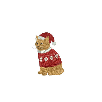 Cat Embroidery Designs: Christmas Embroidery Machine File Holiday Cats with Santa Hat and Sweater Embroidery Design (Digital Download)