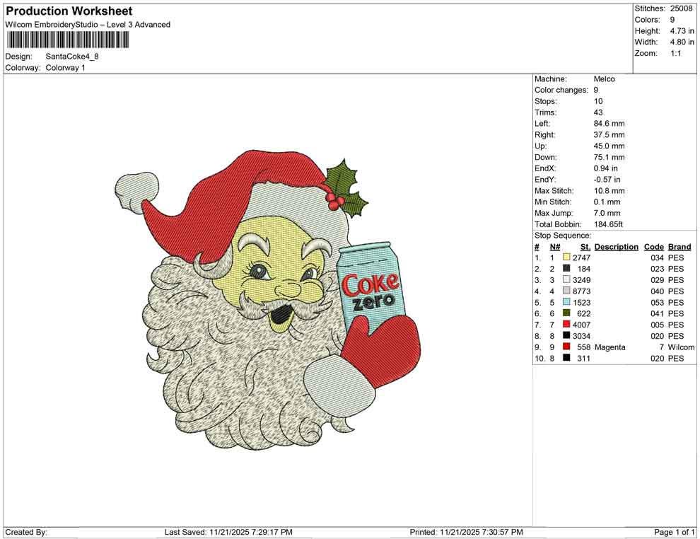 Christmas Embroidery Designs: Coke Zero Santa Embroidery Files Christmas Embroidery Machine Files Santa with Hat Embroidery
