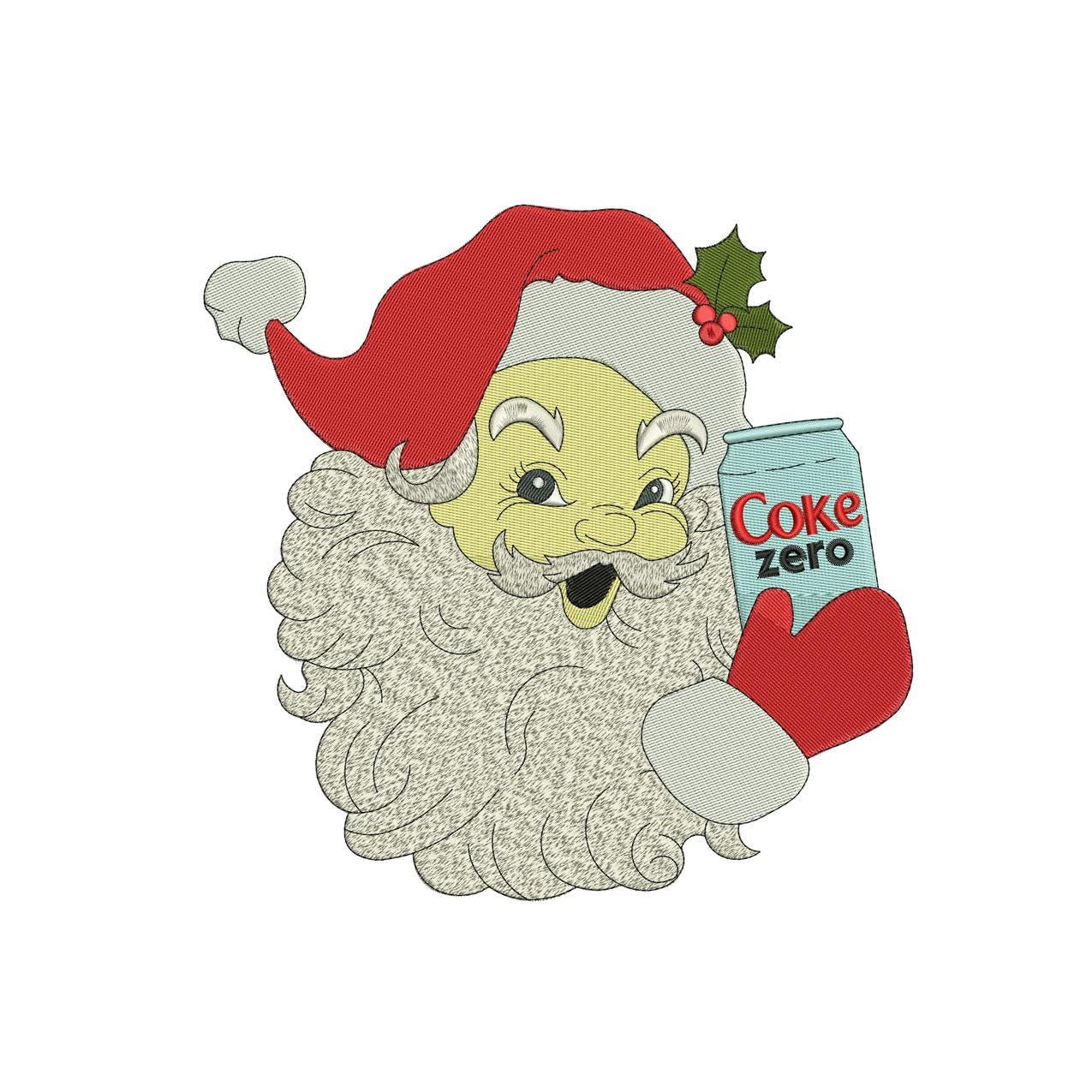Christmas Embroidery Designs: Coke Zero Santa Embroidery Files Christmas Embroidery Machine Files Santa with Hat Embroidery
