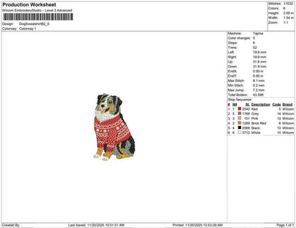 Australian Shepherd Embroidery Designs: Winter Embroidery Machine File Holiday Dog Embroidery Files (Digital Download)