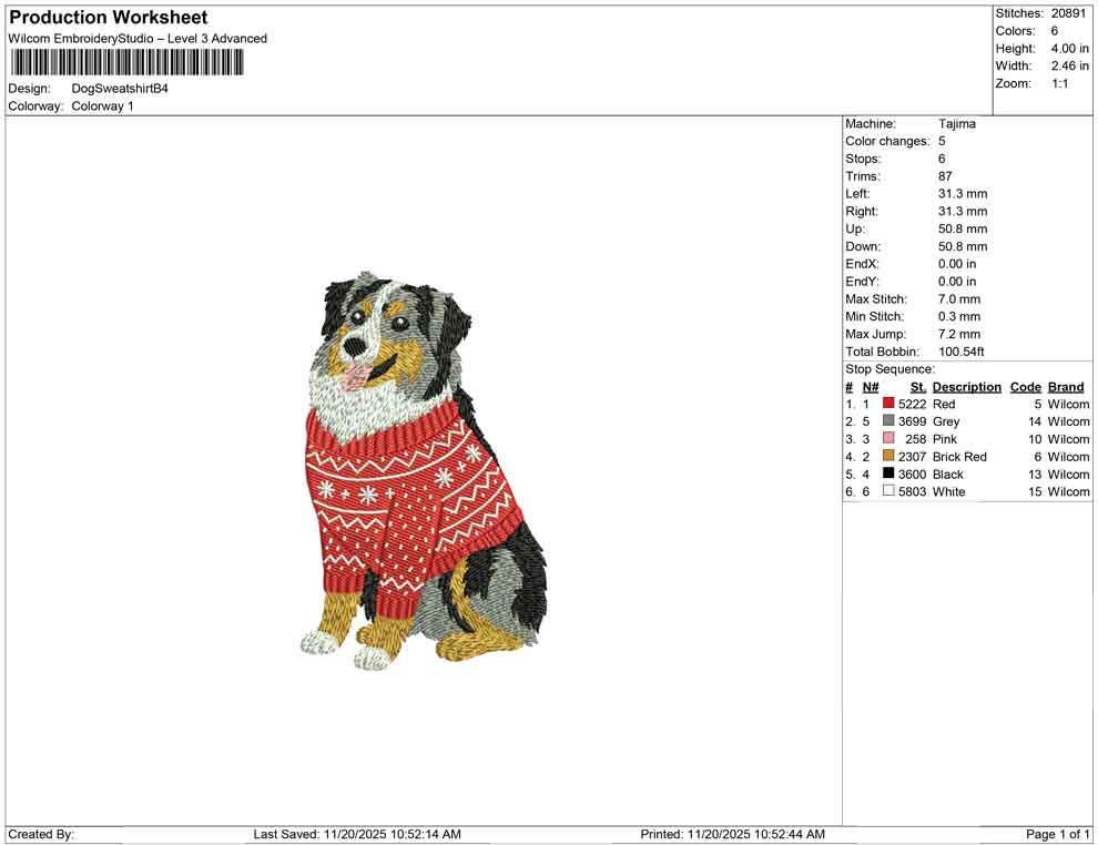 Australian Shepherd Embroidery Designs: Winter Embroidery Machine File Holiday Dog Embroidery Files (Digital Download)