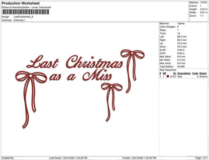 Christmas Embroidery Designs: Married Christmas Machine Embroidery File Last Christmas As A Miss Embroidery File Christmas Bow Design