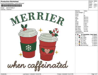 Coffee Christmas Embroidery Designs: Merrier When Caffeinated Machine Embroidery Files Festive Holiday Embroidery Design