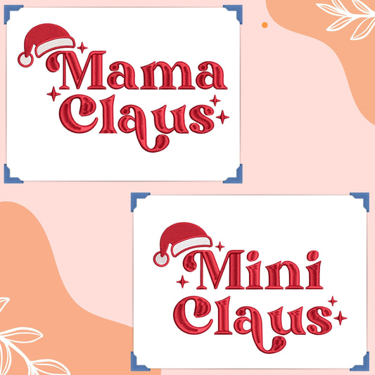 Christmas Embroidery Designs: Mama Claus Machine Embroidery Files Mother Daughter Embroidery Design