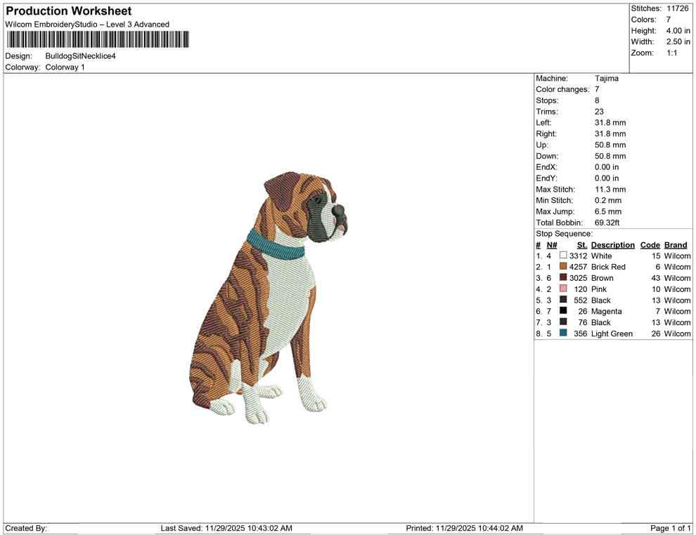 Brindle Boxer Embroidery Designs: Dog Embroidery File Cute Puppy with Blue Collar Embroidery Machine File (Digital Download)