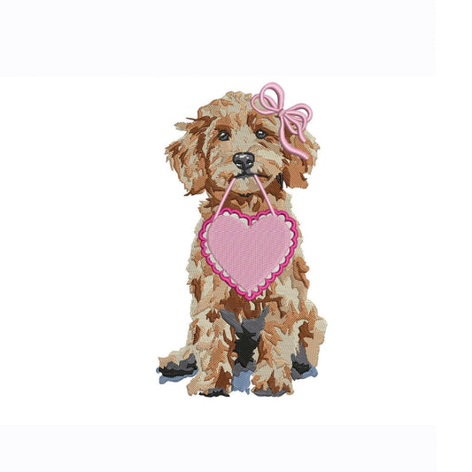 Goldendoodle Dog Embroidery Designs: Valentine's Golden doodle Machine Embroidery File Goldendoodle Dog Embroidery File (Digital Download)