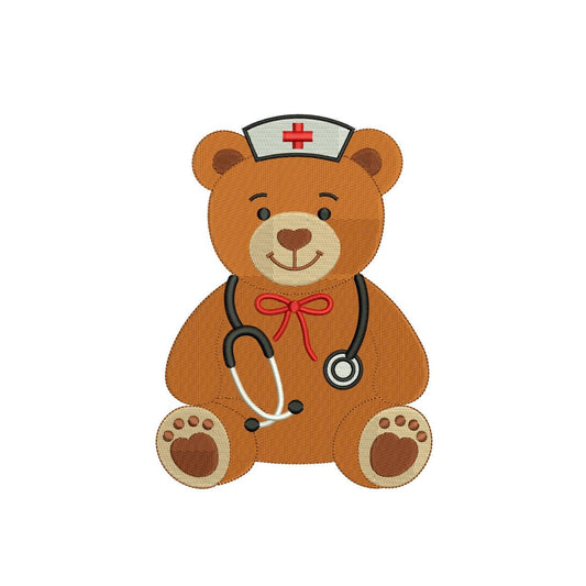 Teddy Bear Embroidery Designs: Doctor Bear Embroidery Machine File for Nurse Embroidery Design (Digital Download)