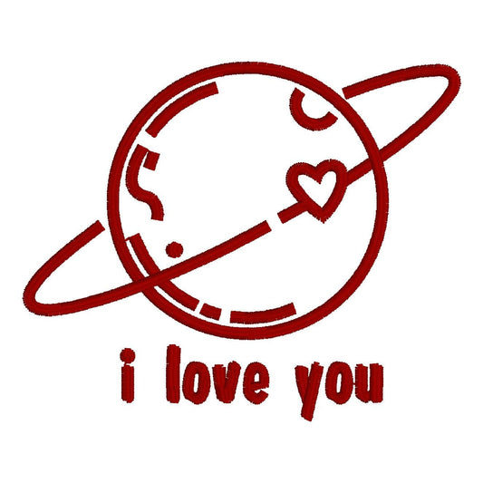 Saturn Love Embroidery Design: Celestial Valentine's Day File (Digital Download)