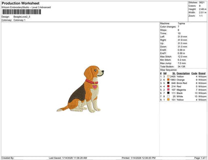 Beagle Dog Embroidery Designs: Valentine's Doggy Machine Embroidery File Beagle Dog Mini Embroidery Files (Digital Download)