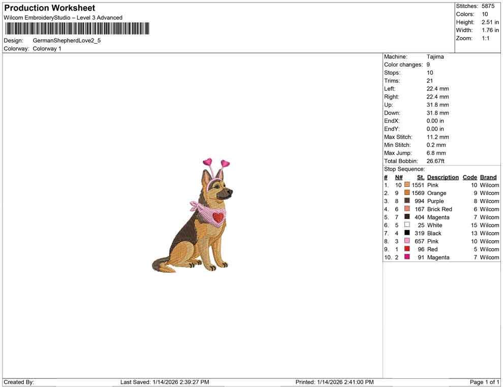 German Shepherd Dog Embroidery Designs: Valentine's Doggy Machine Embroidery File German Shepherd Mini Embroidery Files (Digital Download)