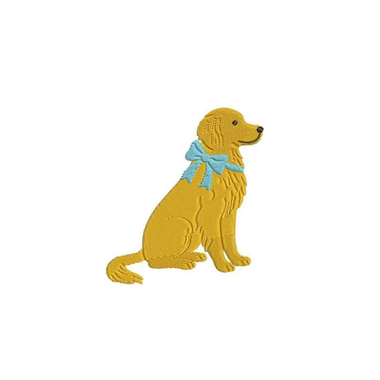 Golden Retriever Embroidery Design: Dog with Bow Machine Embroidery File Dog Embroidery File (DST, PES, JEF, More) Digital Download