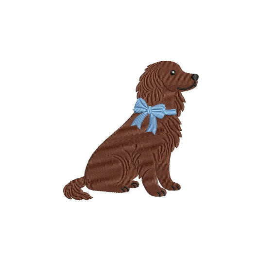 Boykin Embroidery Designs: Dog Embroidery File Boykin Puppy with Blue Bow Embroidery Machine File (Digital Download)