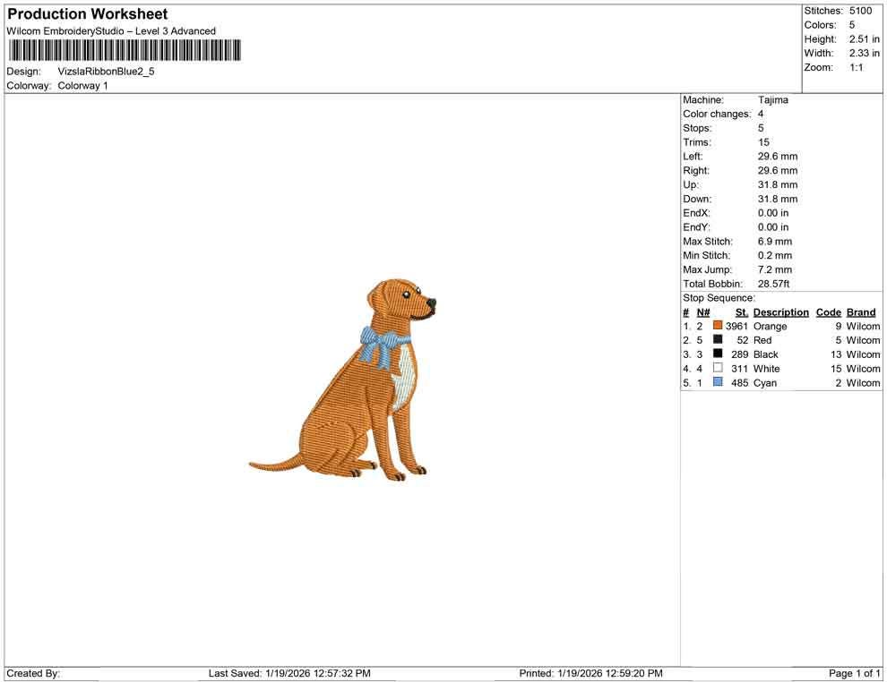 Vizsla Embroidery Designs: Dog with Blue Bow Embroidery File Hungarian Pointer Embroidery Machine File Magyar Vizsla (Digital Download)