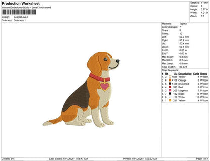 Beagle Dog Embroidery Designs: Valentine's Doggy Machine Embroidery File Beagle Dog Mini Embroidery Files (Digital Download)